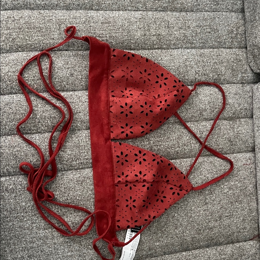 Forever 21 Red Eyelet Crop Top